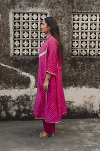 Pink Chanderi Bandhej Abha with Dupatta