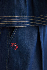 Deep Sea sustainable denim peplum top seventh view artisan India Mitti Lifestyle