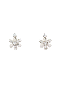 Floral Charm Studs — artisan recycled silver floral stud earrings, side view ethical jewelry Mitti Lifestyle