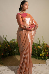 GULMOHAR MIRAGE I NEON ORANGE TISSUE SAREE