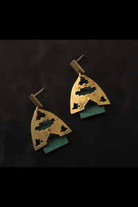 Else-wear earwear 5 Dookdi worn model brass sculptural India jewellery artisan
