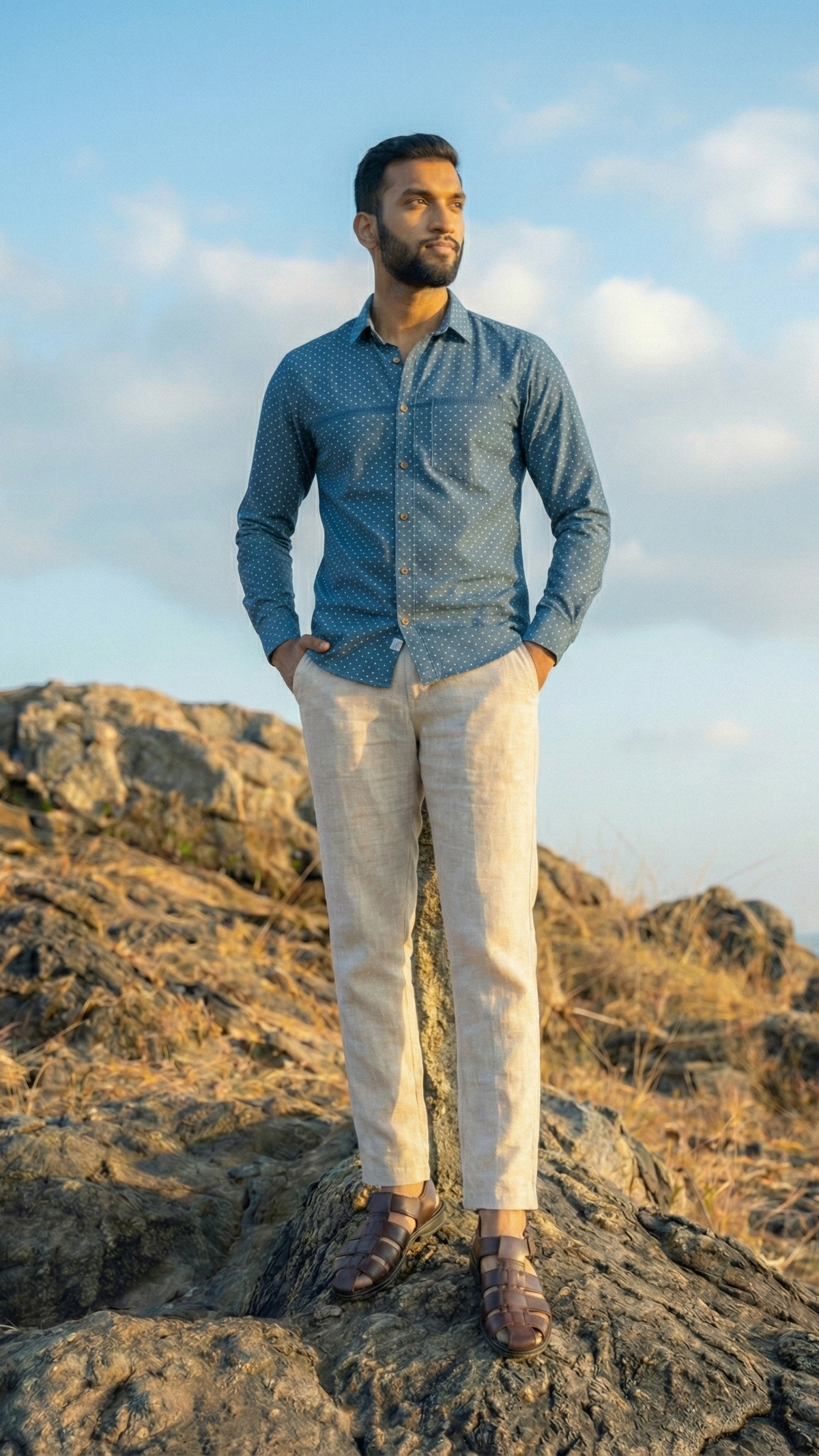 Indigo Khadi Cotton Shirt