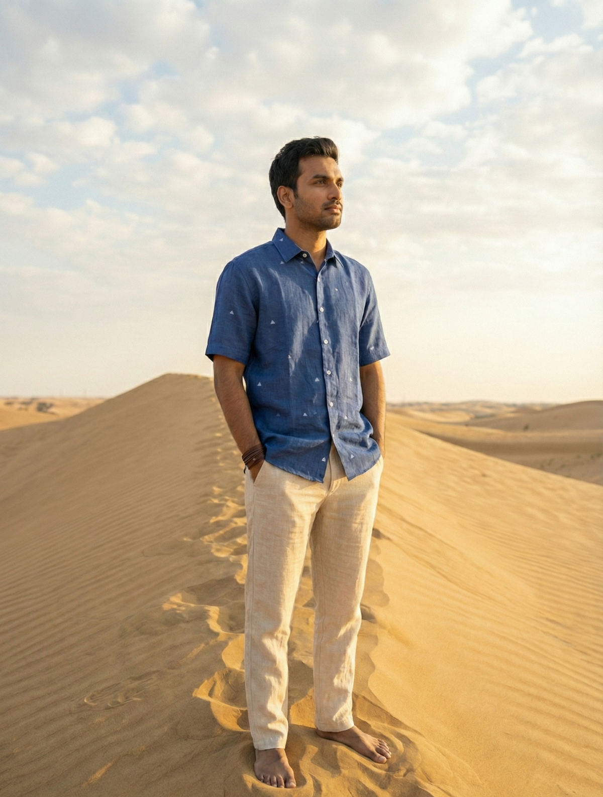 Men’s kala cotton shirt featuring breathable handspun fabric and a relaxed silhouette.