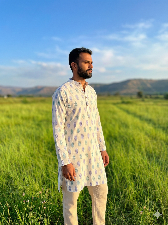 Ethnic White Printed kurta