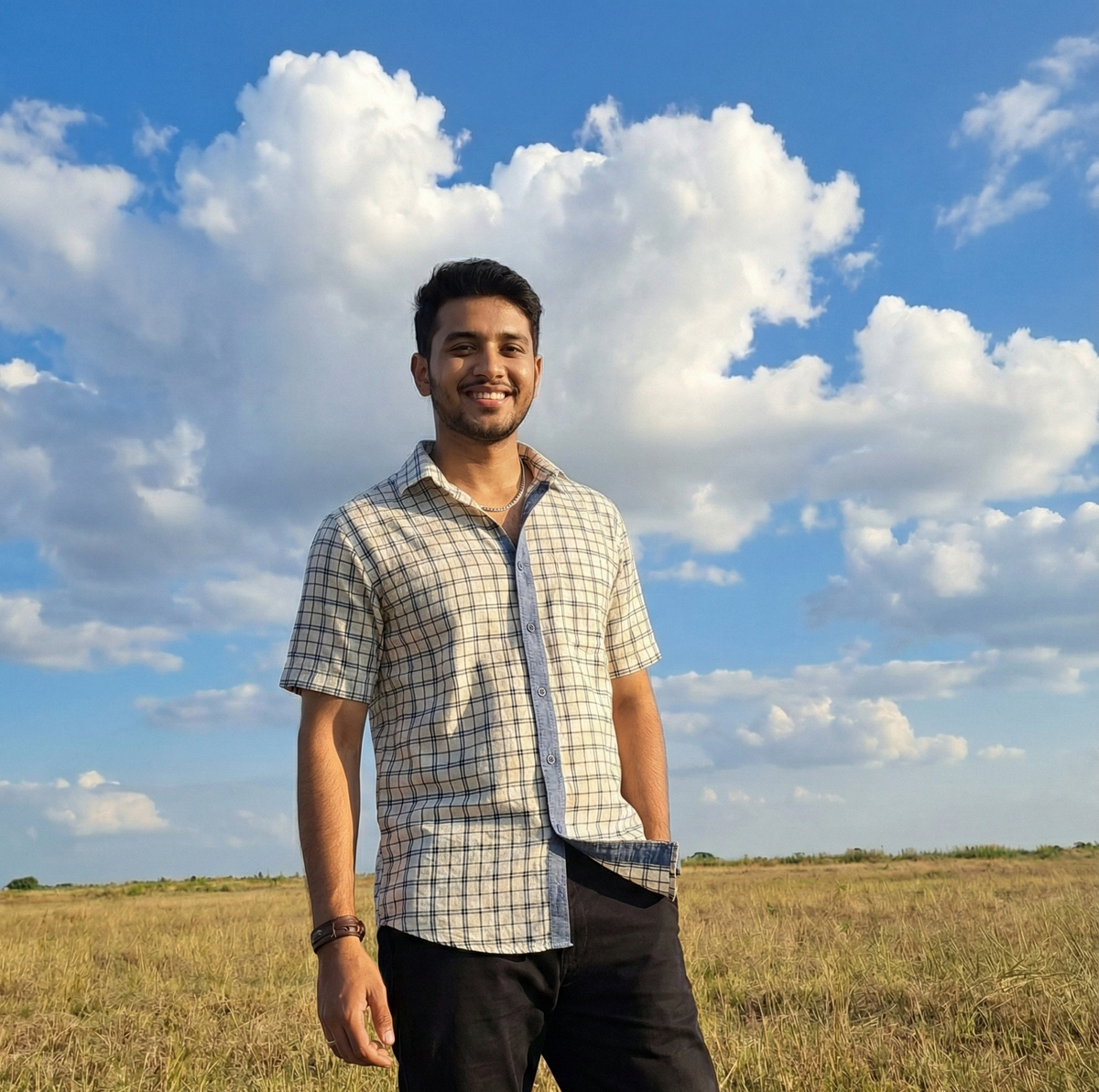 Handspun khadi cotton shirt designed with a naturally textured finish, offering comfort and everyday ease.
