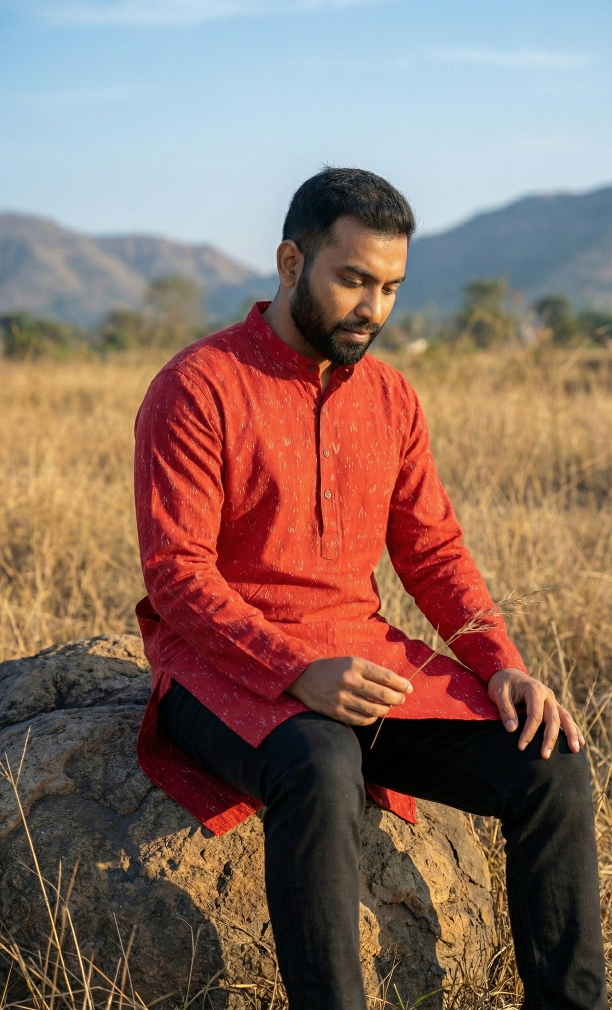 Red Printed Kurta