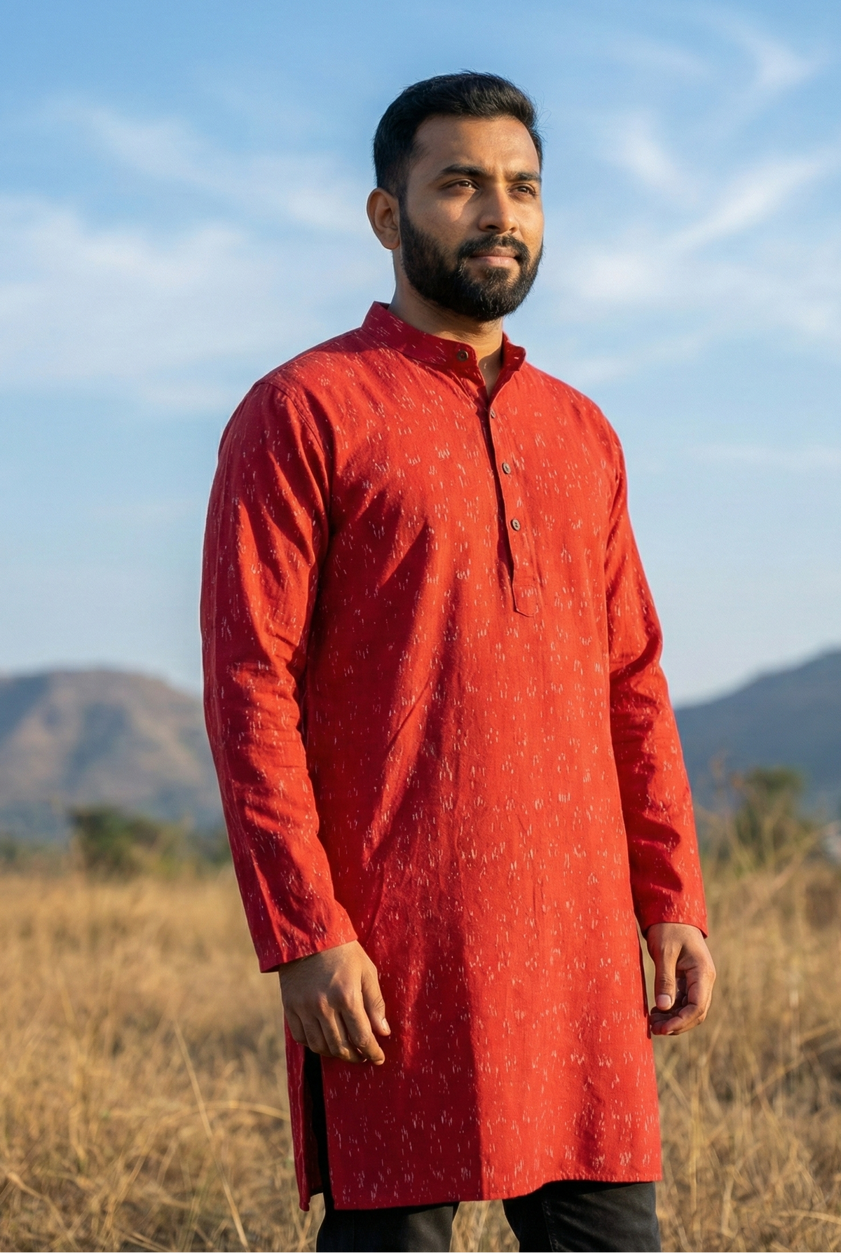 Red Printed Kurta