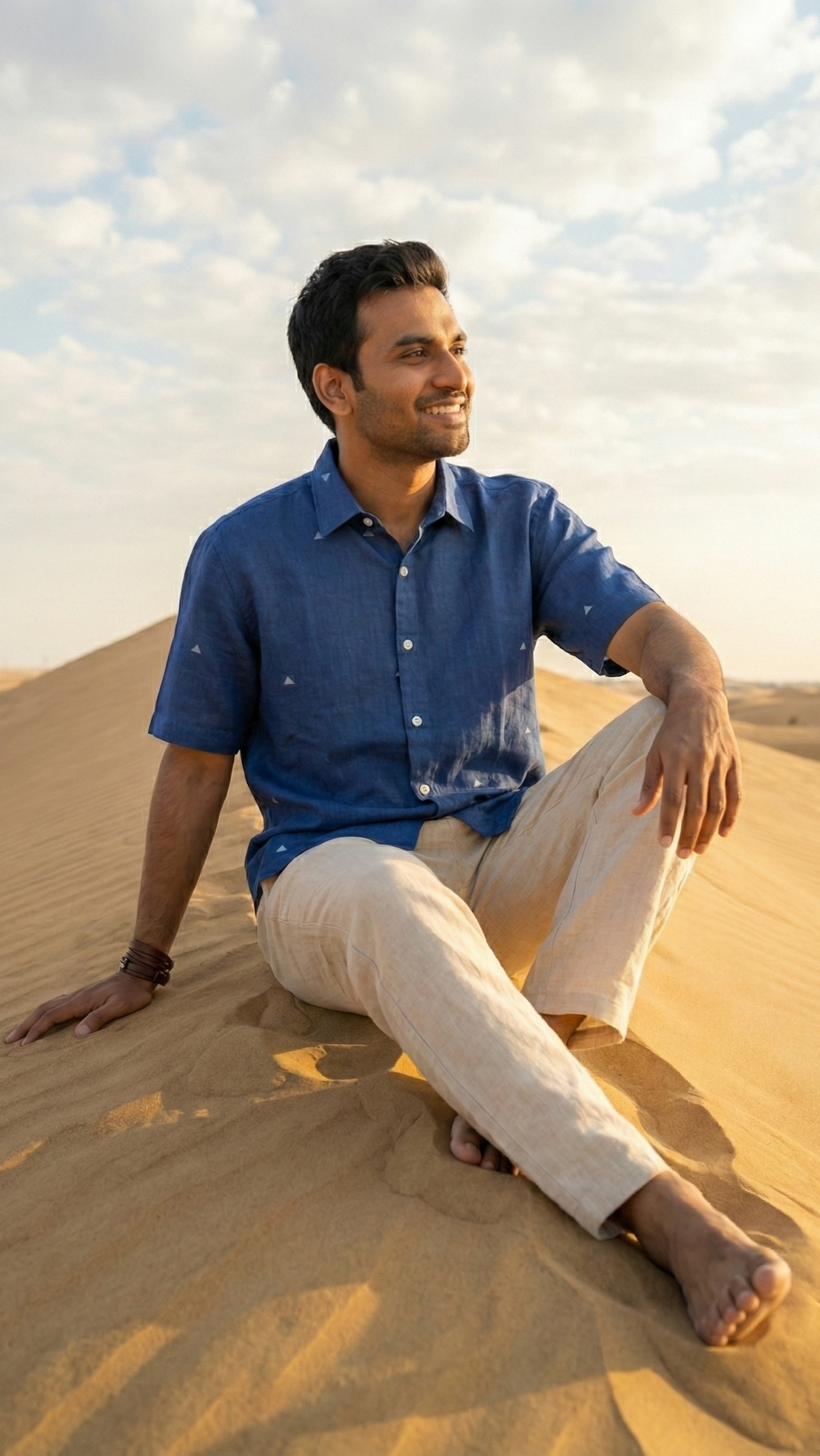 Men’s kala cotton shirt featuring breathable handspun fabric and a relaxed silhouette.