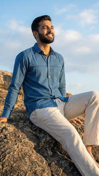 Indigo Khadi Cotton Shirt