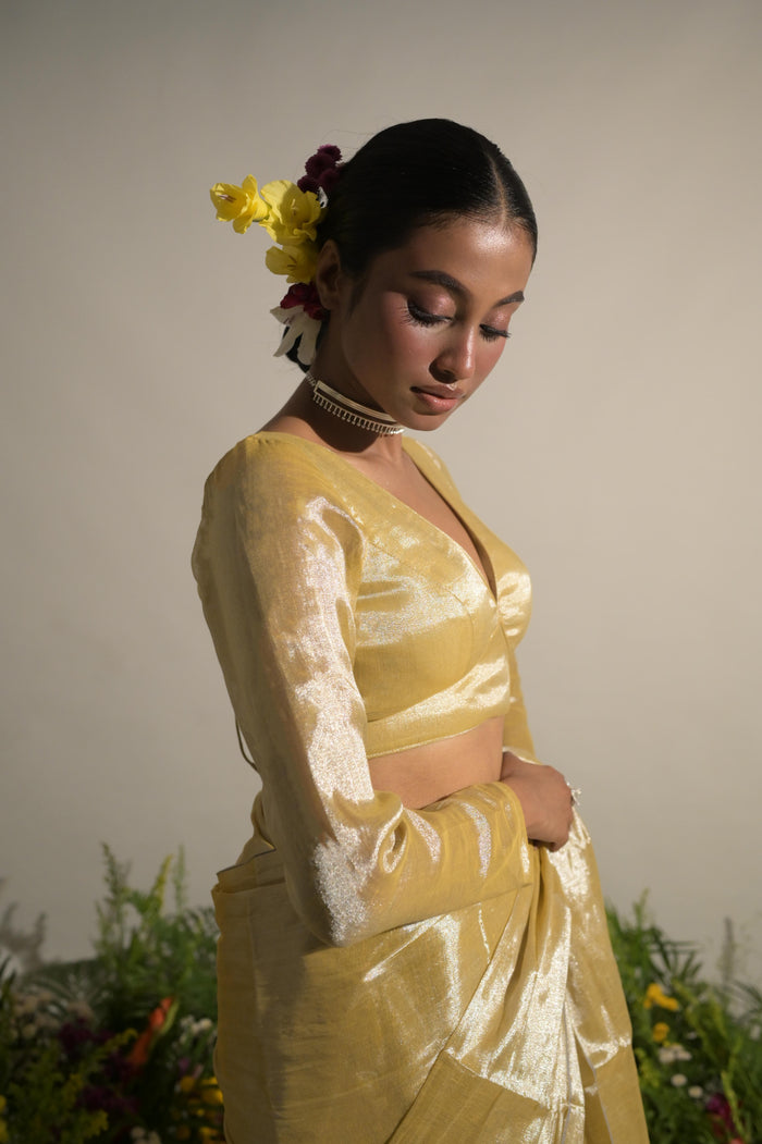 GOLDEN SUNBURST I NEON YELLOW HANDLOOM TISSUE BLOUSE