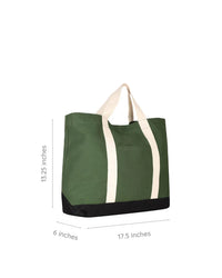 Green Canvas Crossbody Tote Bag