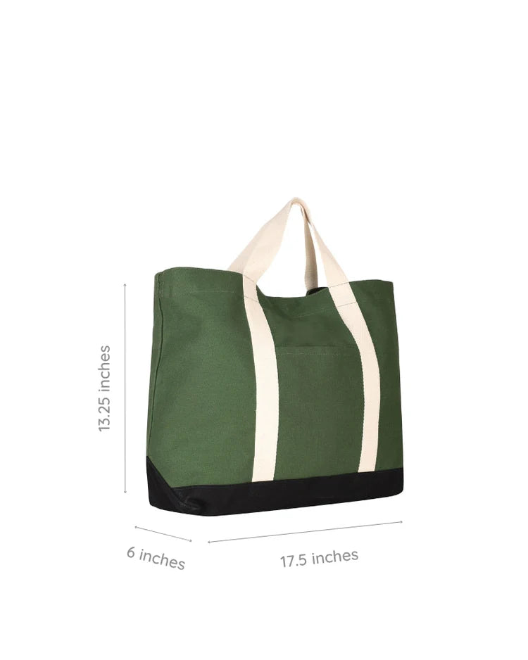 Green Canvas Crossbody Tote Bag