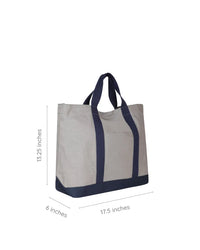 Grey Canvas Crossbody Tote Bag