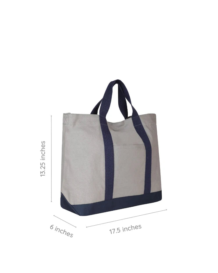 Grey Canvas Crossbody Tote Bag