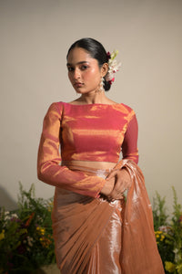 GULMOHAR GLOW I NEON ORANGE TISSUE BLOUSE