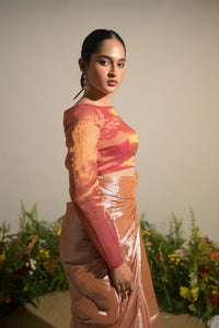 GULMOHAR GLOW I NEON ORANGE TISSUE BLOUSE