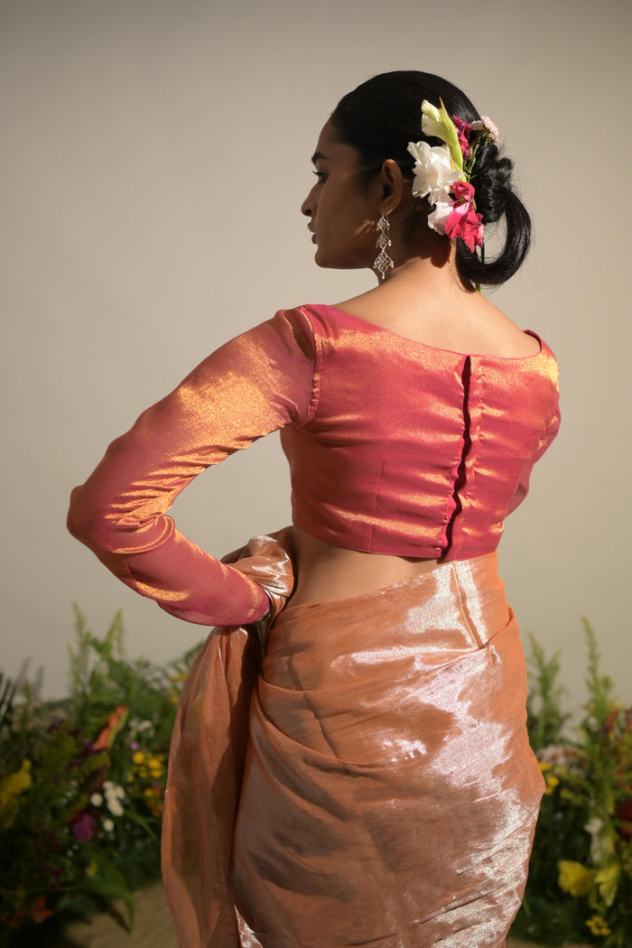 GULMOHAR GLOW I NEON ORANGE TISSUE BLOUSE