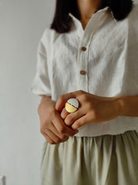 Yin ring De'anma handcrafted brass symbolic ring artisan jewellery India