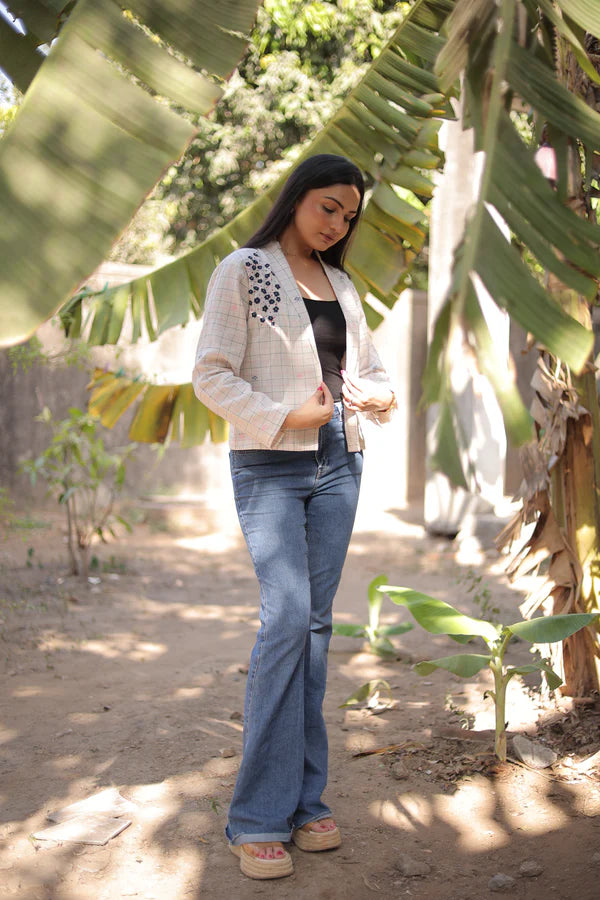 Cream Jamdani Jacket