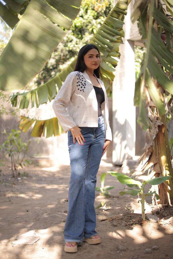 Cream Jamdani Jacket
