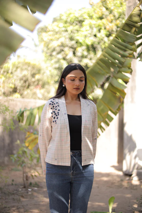 Cream Jamdani Jacket