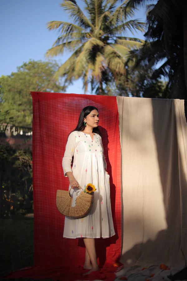 Cream Jamdani Dress