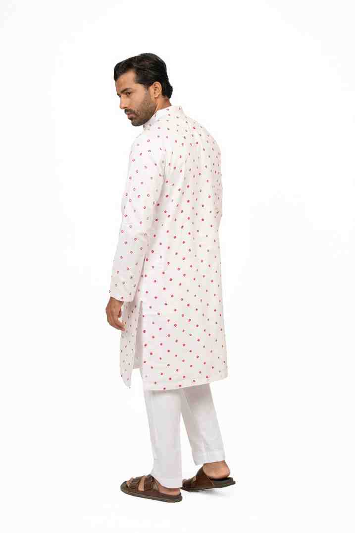 White Bandhej kurta seventh view tie-dye handcrafted Indian ethnic artisan sustainable