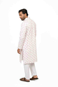 White Bandhej kurta seventh view tie-dye handcrafted Indian ethnic artisan sustainable