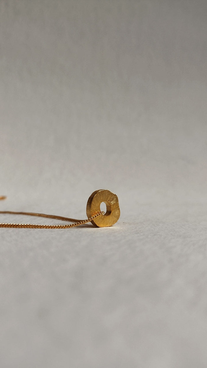 Gorria charm side view De'anma brass pendant handcrafted artisan India jewellery