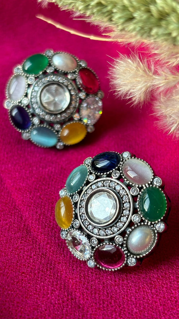Multicolored Silver Earrings