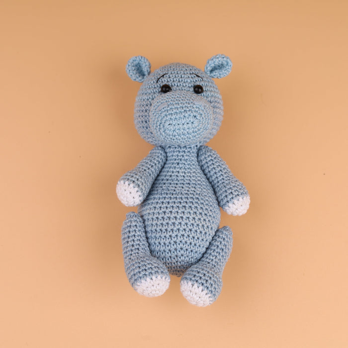 Cotton Crochet Blue Hippo Stuff Toy