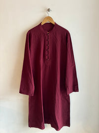 Wine Cotton Kurta