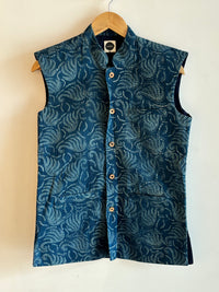 Blue Printed Waist Coat