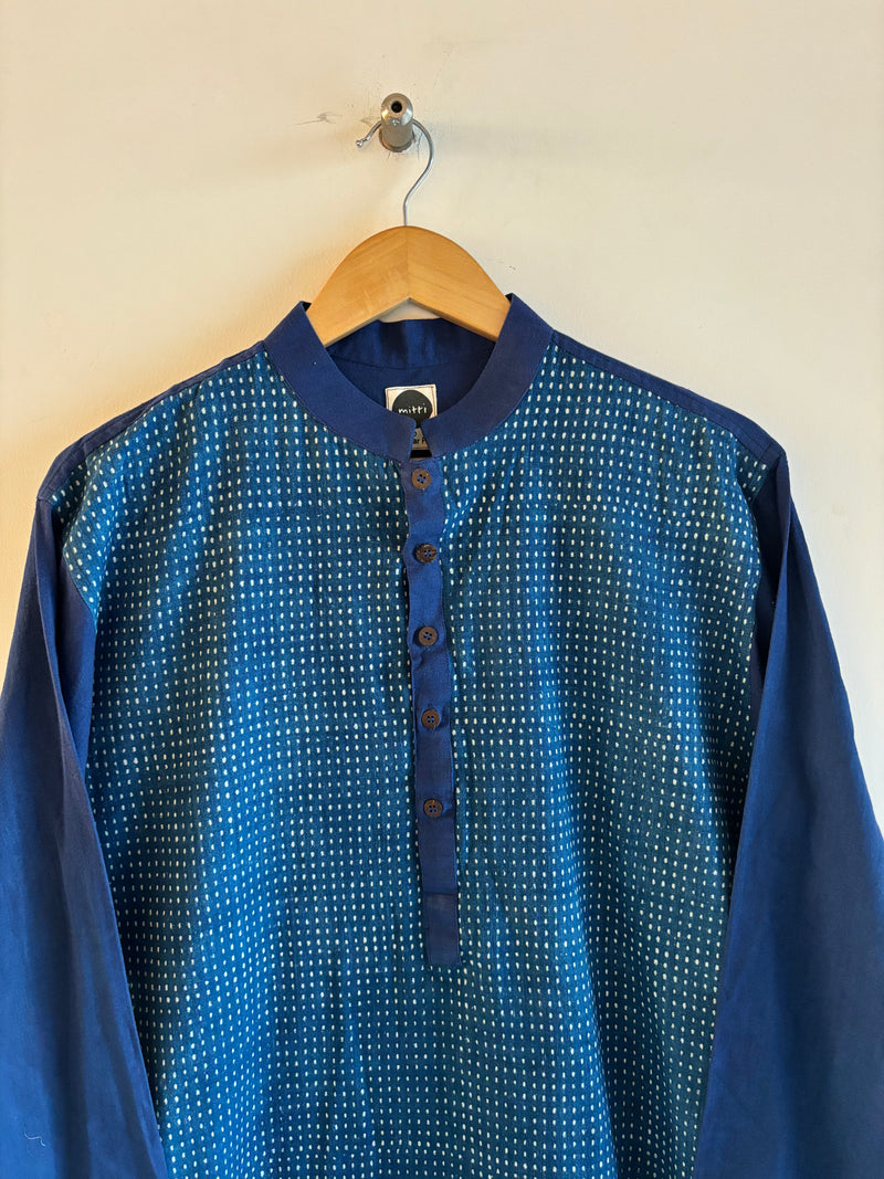 Handspun Cotton Kurta- Dark Blue