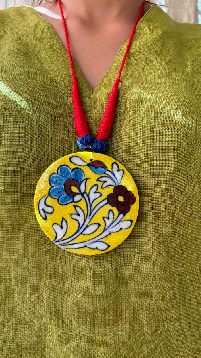 Yellow Hand painted Neckpiece
