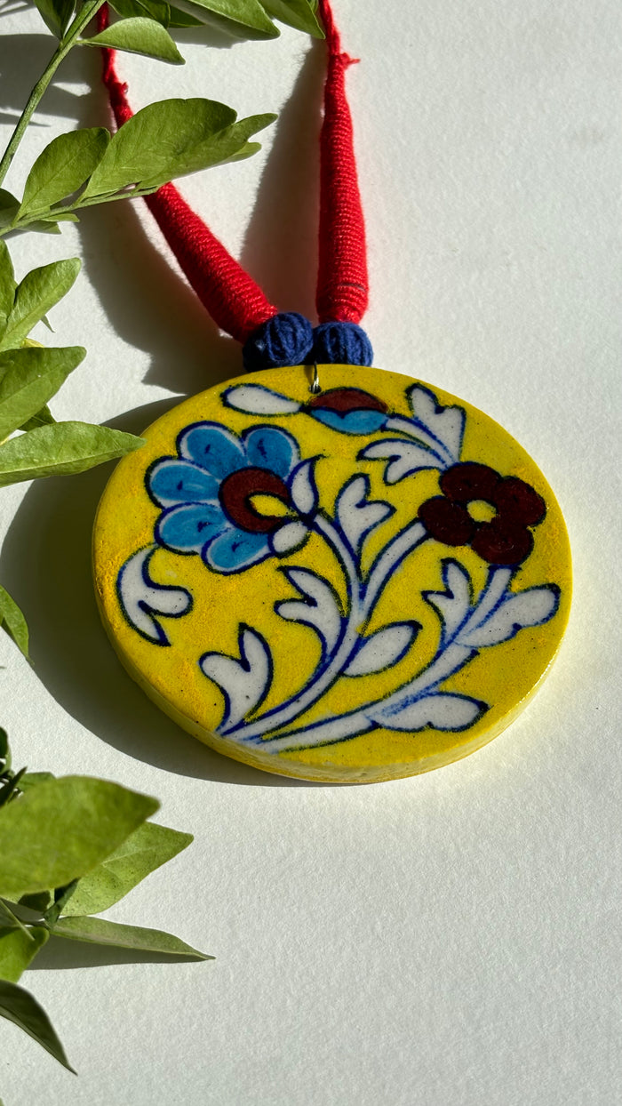 Yellow Hand painted Neckpiece