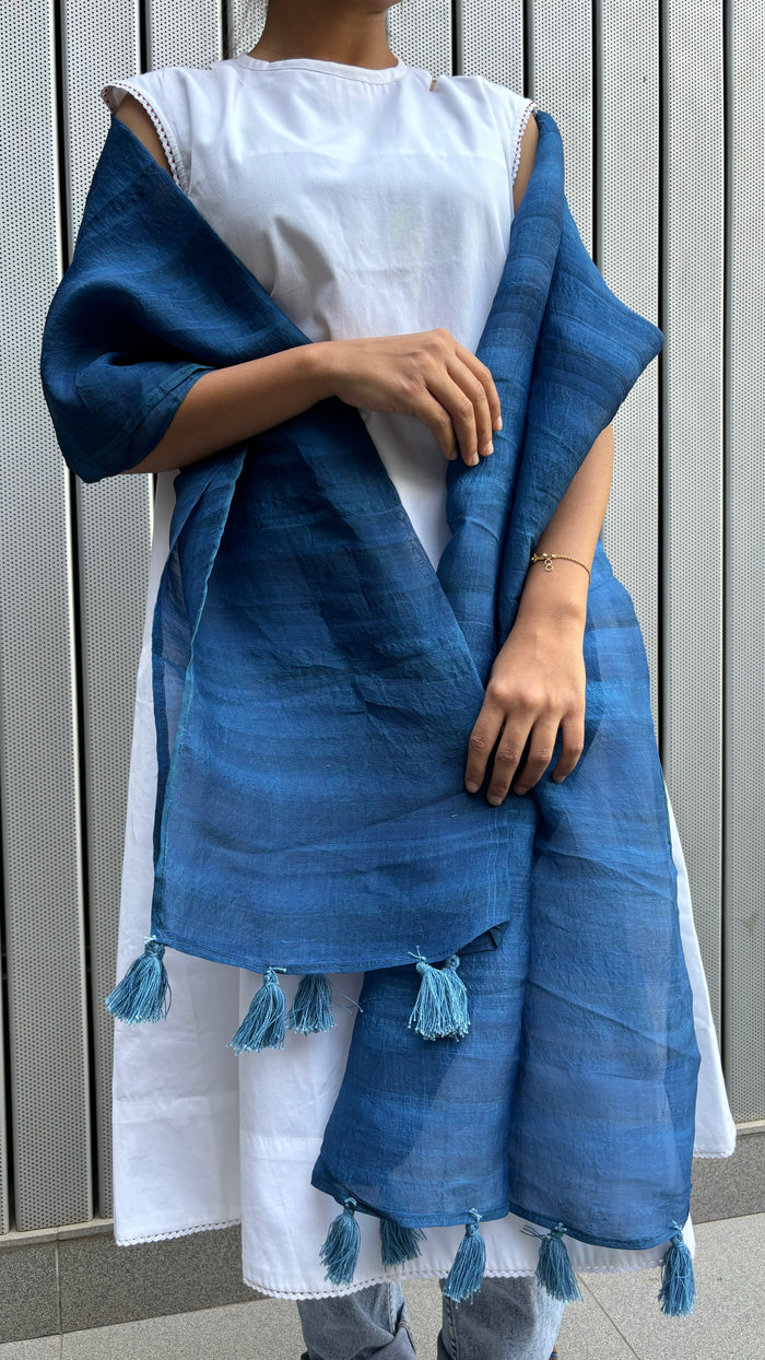 Blue Mulberry Silk Stole