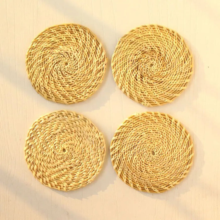 Golden Grass Spiral Coasters | Set of 4 | Sabai Grass