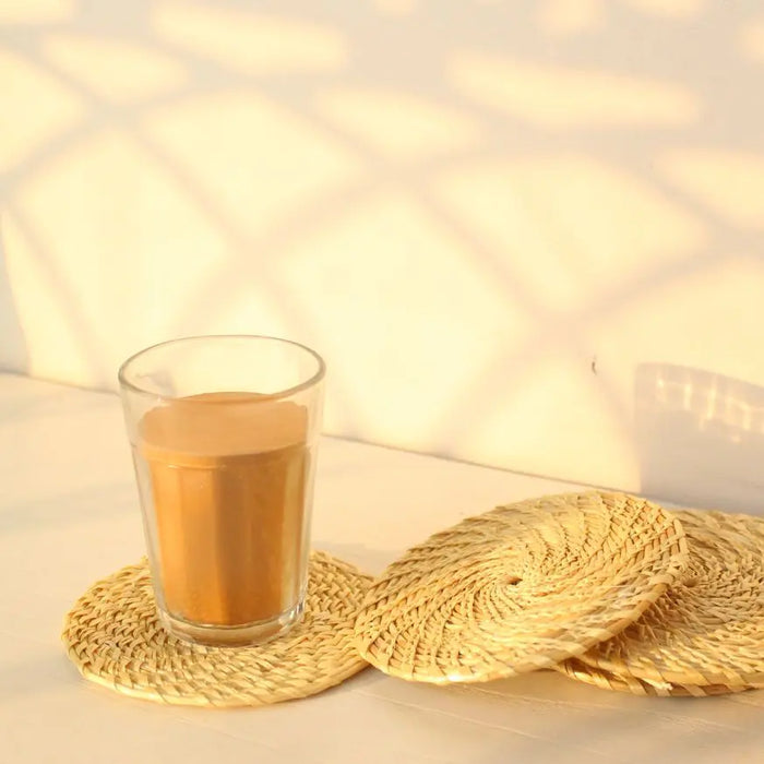 Golden Grass Spiral Coasters | Set of 4 | Sabai Grass