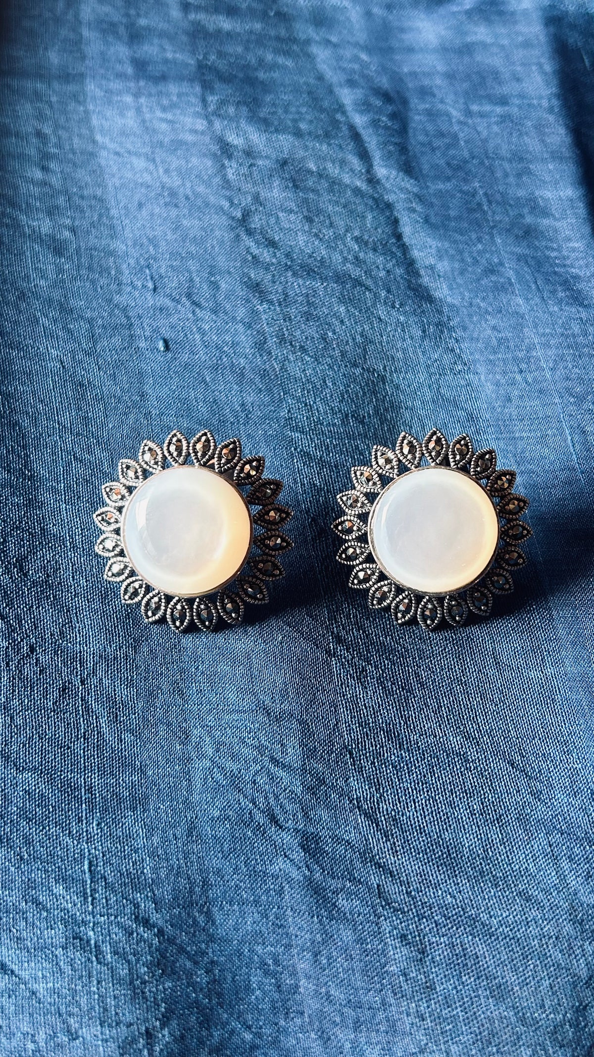 White Pearl Studs With Pendant