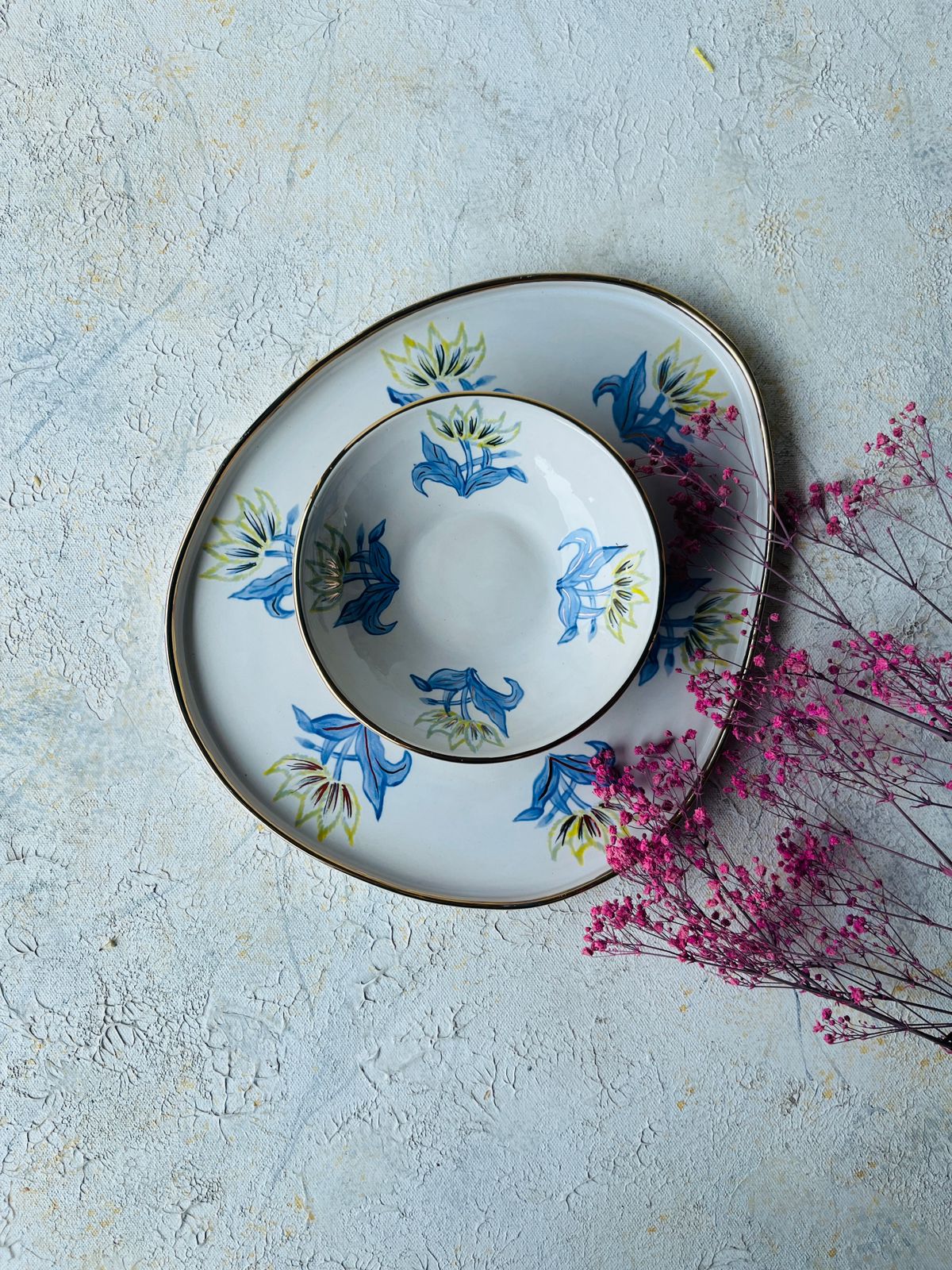 Oblong Floral Chip & Dip Bowl
