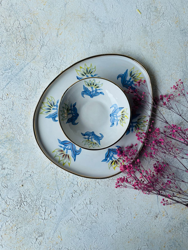 Oblong Floral Chip & Dip Bowl