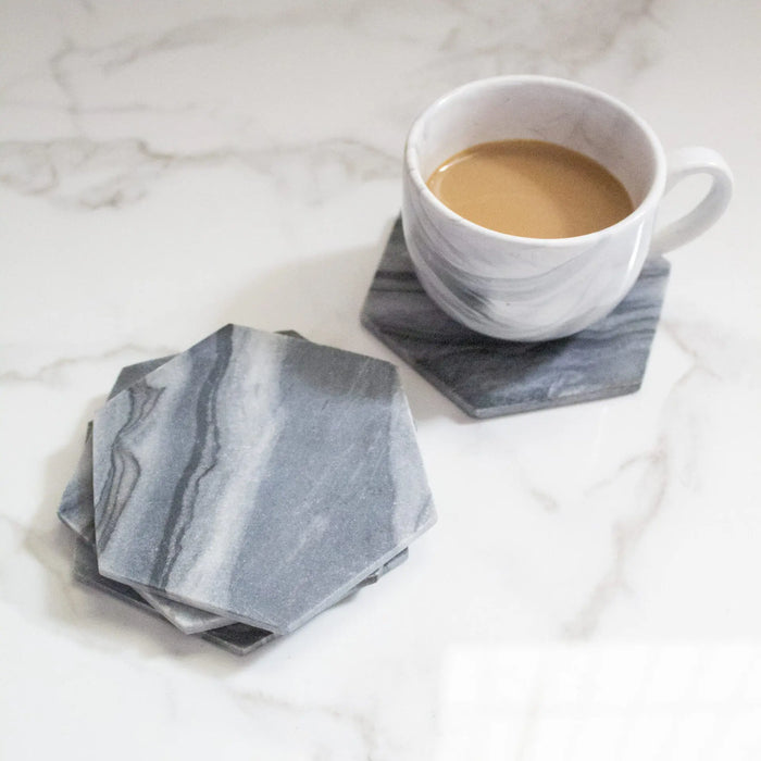 Grayscale Coasters |Gray | Marble | Set of 4 Set