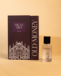 Perfume bottle and packaging of 'Old Money Milan Mist' 