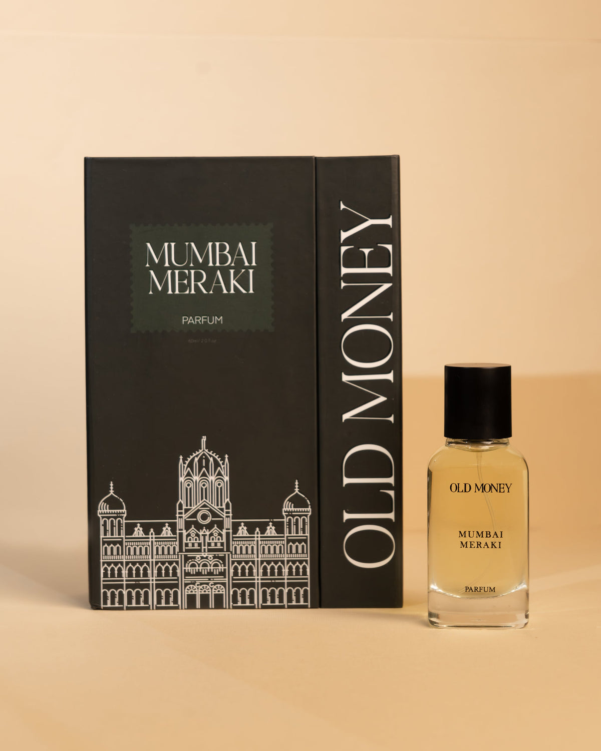 Mumbai Meraki Old Money perfume bottle and packaging 