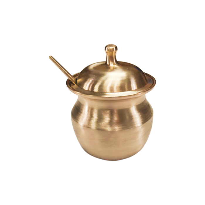 Bronze ghee loti with lid and spoon handcrafted kansa traditional toxin-free kitchen Mitti Lifestyle