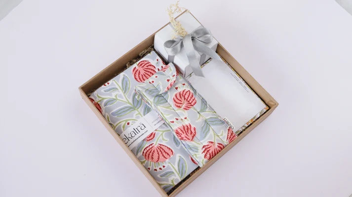 The Daily Carry Box — curated everyday stationery hamper with journal and diary, styled overhead view