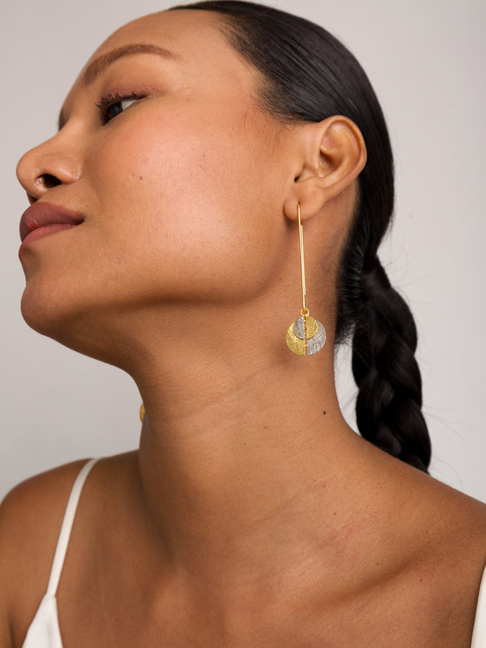 Alto Yin Yang symbolic brass earrings De'anma handcrafted artisan India