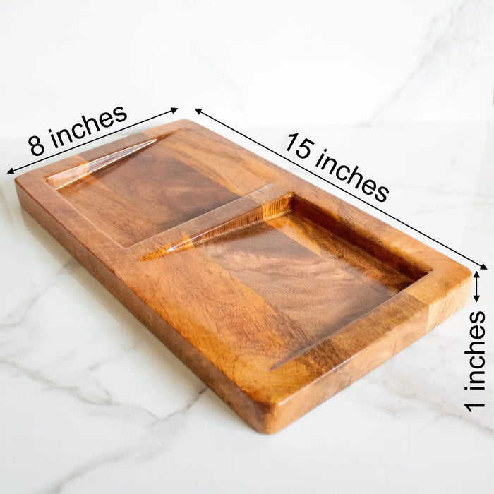 Oblique Mango wood Platter |  Brown | Mango Wood