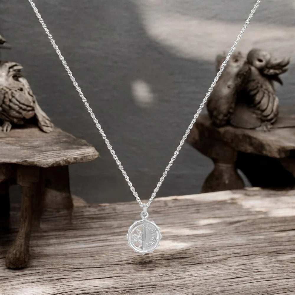 Real Rhodium Plating Snake Medallion Good Luck Charm Collection Pendant
